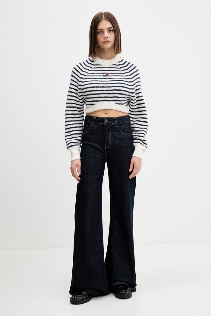 Tommy Jeans pulover din amestec de lână DW0DW21677 alb AW25