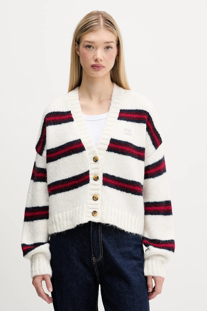 Жилетка с вълна Tommy Jeans с вълна бежов DW0DW21678