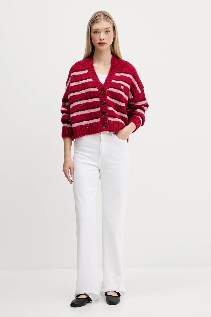 Жилетка с вълна Tommy Jeans DW0DW21678 розов AW25
