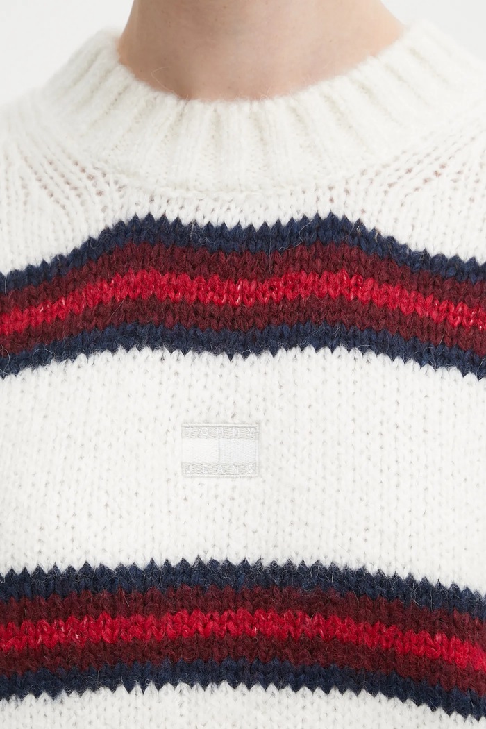 Svetr s příměsí vlny z alpaky Tommy Jeans DW0DW21679 béžová