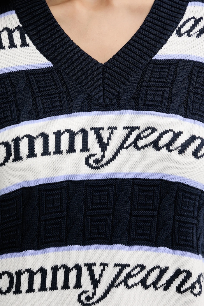Tommy Jeans pulover de bumbac DW0DW21682 bleumarin