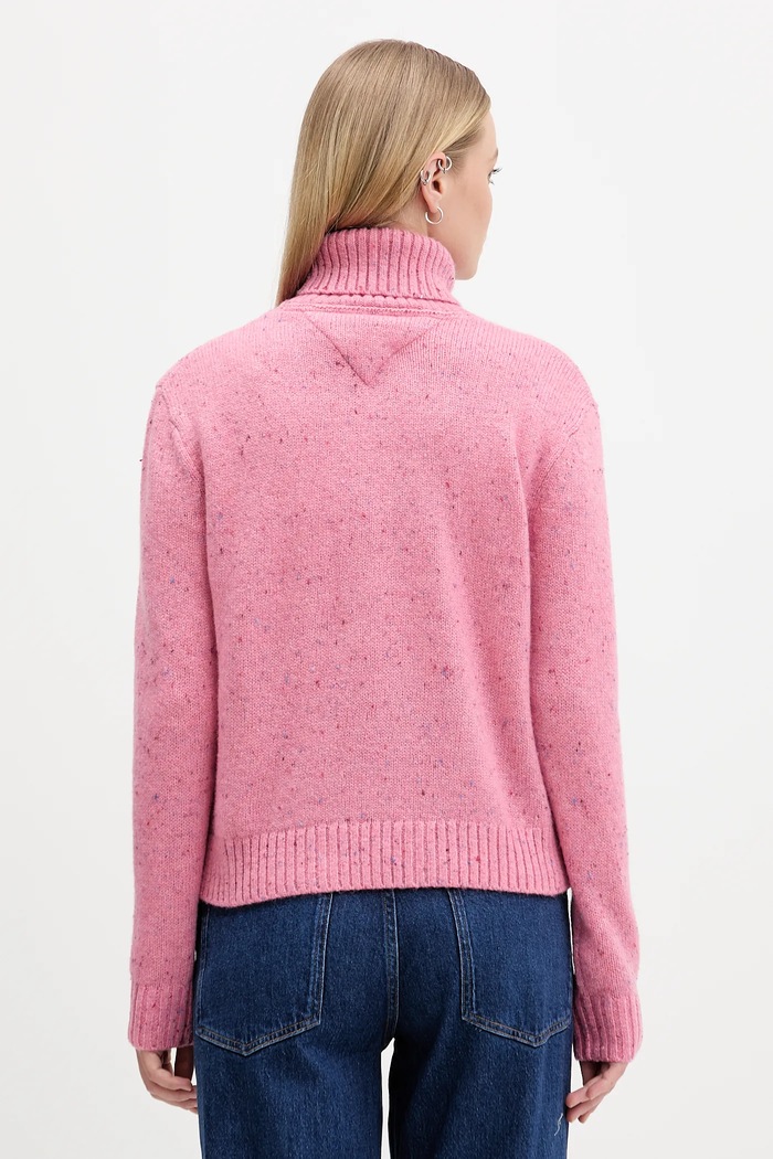 Sveter s prímesou vlny Tommy Jeans DW0DW21687 ružová AW25