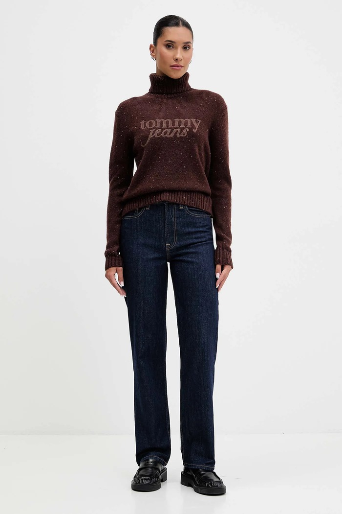 Pulover s dodatkom vune Tommy Jeans DW0DW21687 smeđa AW25