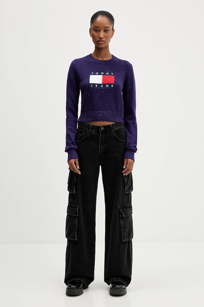Sveter Tommy Jeans DW0DW21690 fialová AW25