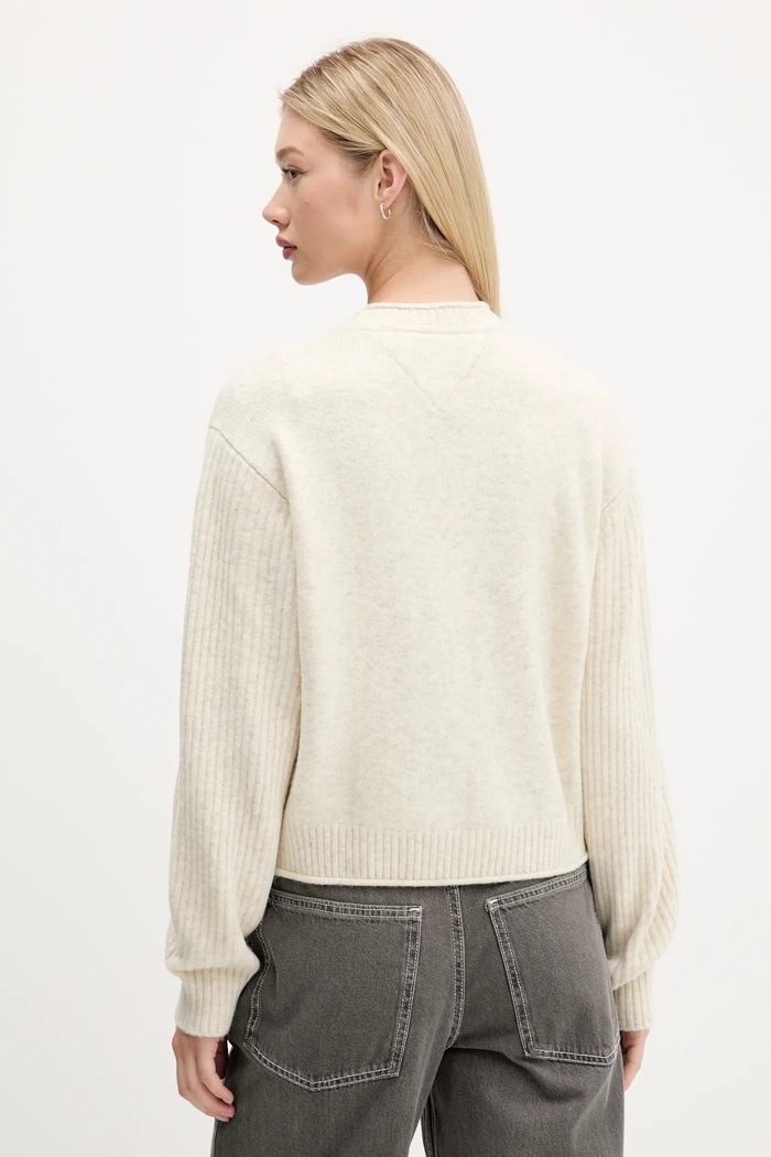 Oblečenie Sveter s prímesou vlny Tommy Jeans DW0DW21782 béžová