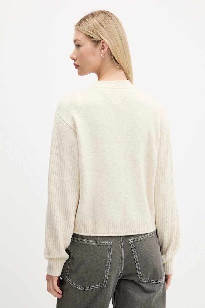 Oblečenie Sveter s prímesou vlny Tommy Jeans DW0DW21782 béžová
