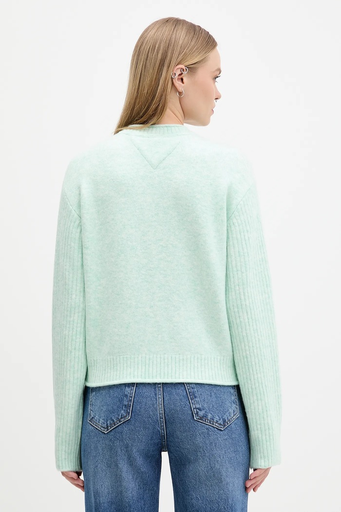 Oblečenie Sveter s prímesou vlny Tommy Jeans DW0DW21782 tyrkysová
