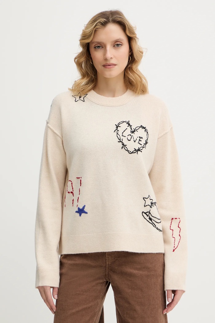 Πουλόβερ κασμίρ ZADIG&VOLTAIRE μαλλί μπεζ KWSW02810