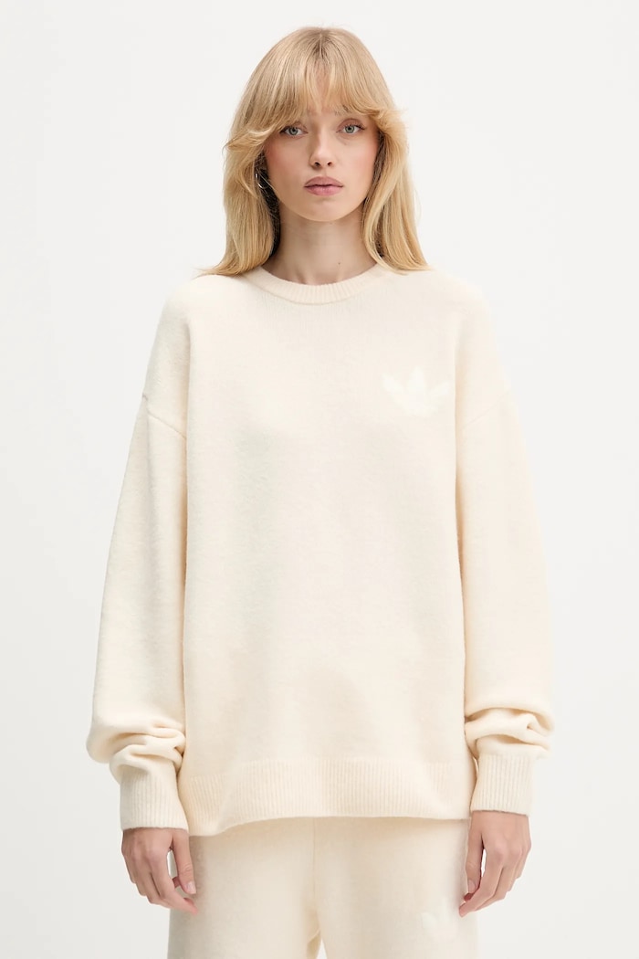 adidas Originals Πουλόβερ με προσθήκη μαλλιού adidas Originals Knitted Sweater μπεζ KF2339
