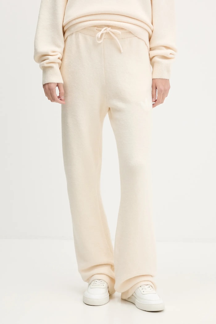 adidas Originals spodnie dresowe z domieszką wełny Knitted Pants z elastanem beżowy KF2536