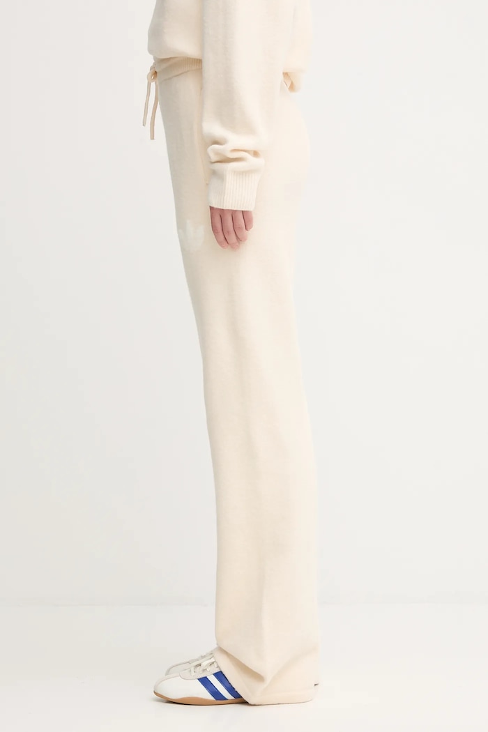 adidas Originals pantaloni con aggiunta di cotone bambini Knitted Pants KF2536 beige AW25