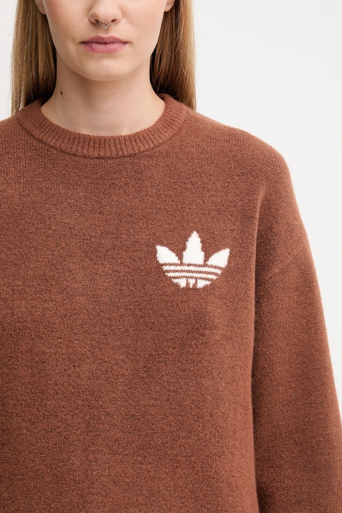 adidas Originals wool blend jumper Knitted Sweater brown KF2340