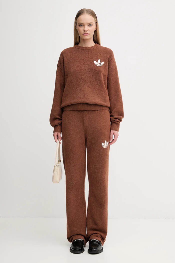adidas Originals wool blend jumper Knitted Sweater KF2340 brown