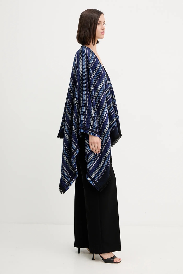 Missoni poncho wełniane MA9EWODA413 granatowy AW25