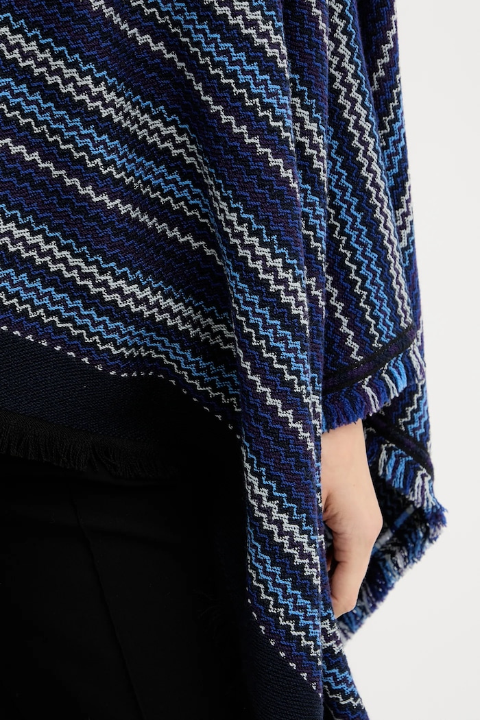 Missoni poncho wełniane MA9EWODA413 granatowy