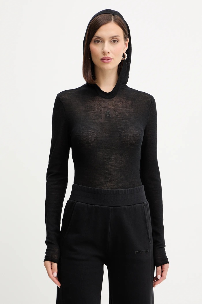 Vlnené body Patrizia Pepe vlna čierna 2K0349.K034