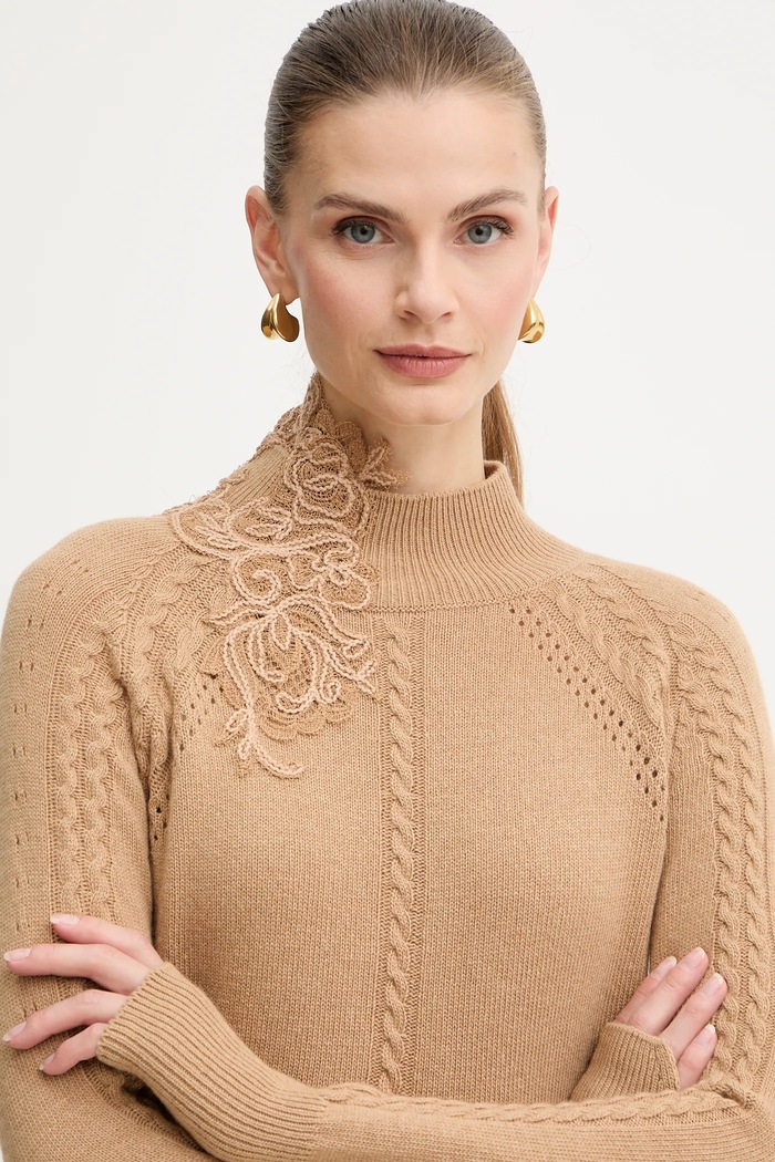 Ermanno Scervino LIFE sweter z dodatkiem wełny brązowy D474M503APNJG