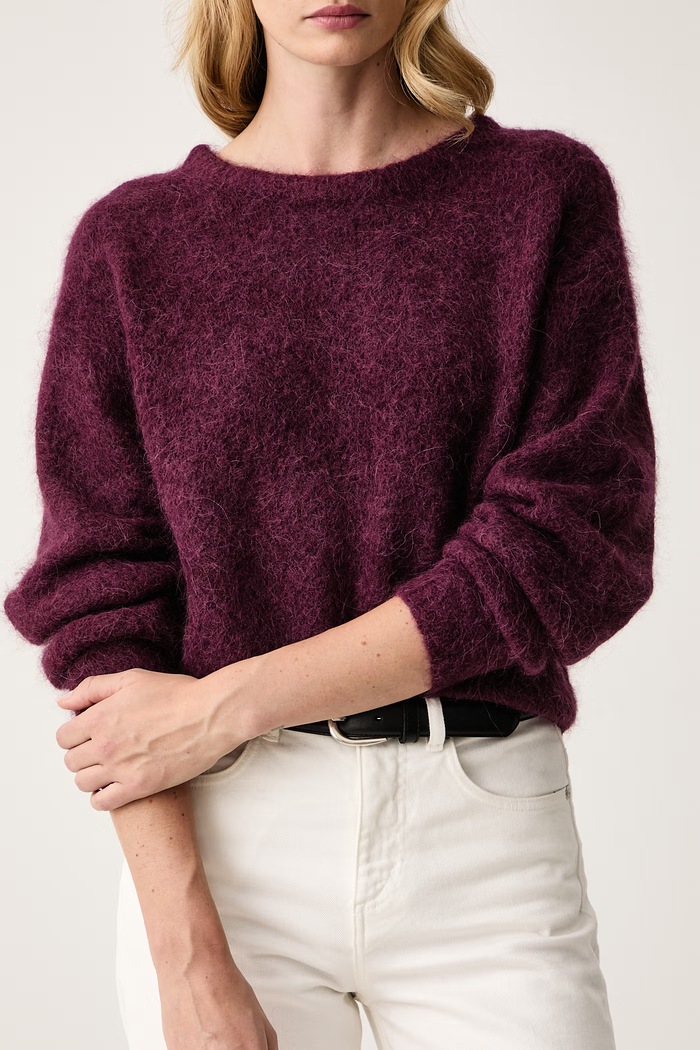 Sweter damski z wełną American Vintage NIB18A bordowy