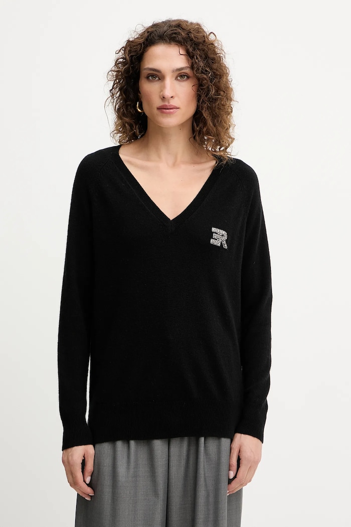 ERMANNO Firenze pulover de lână subtiri negru 57TM055E52