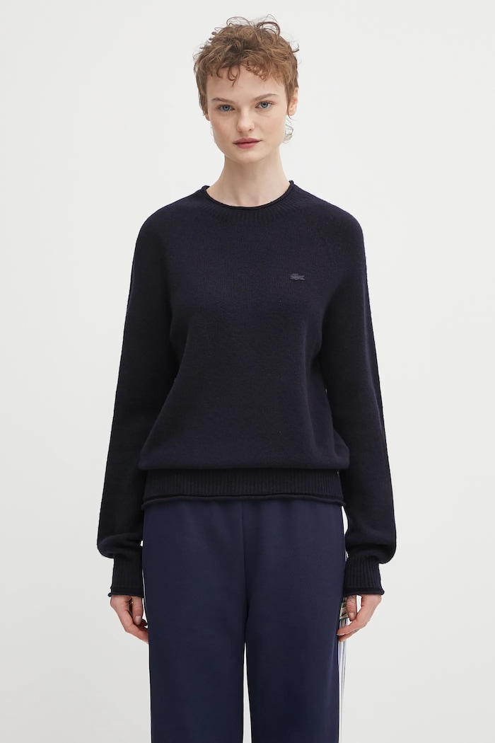 Lacoste pulover de lână subtiri bleumarin AF4160