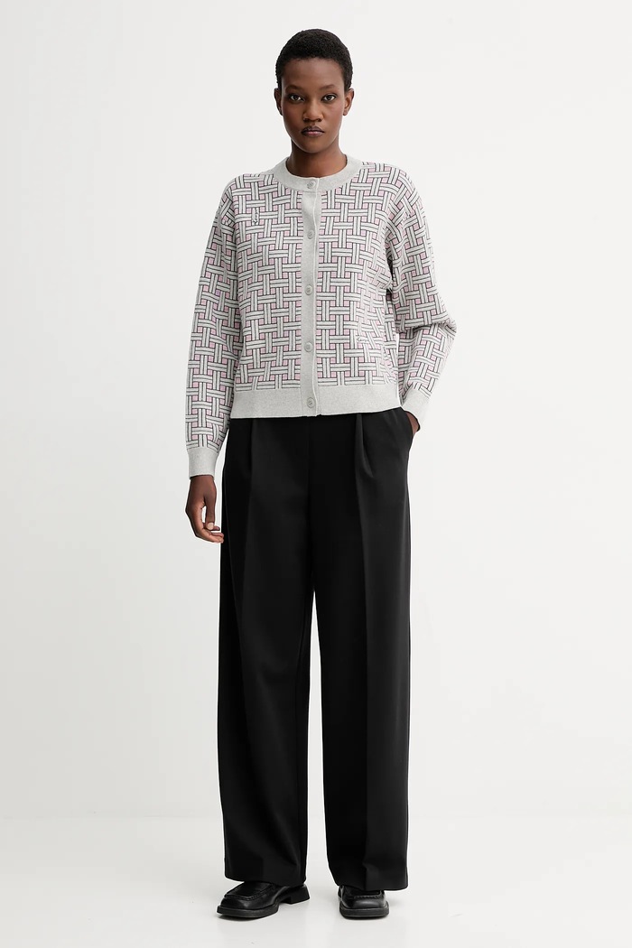 Kenzo cardigan din amestec de lână FF62CA7033CQ gri AW25