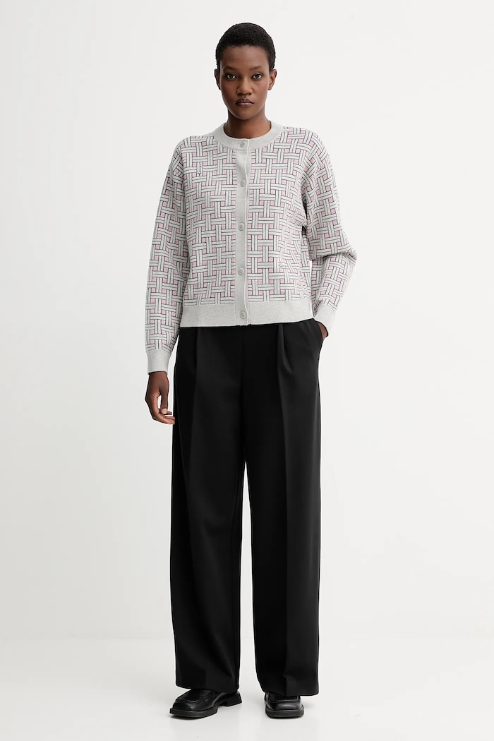 Kenzo cardigan din amestec de lână FF62CA7033CQ gri AW25