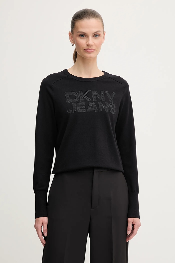 Dkny pulóver aplikációval fekete DJ4R0454