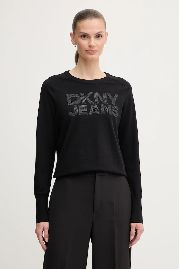 Dkny pulóver aplikációval fekete DJ4R0454