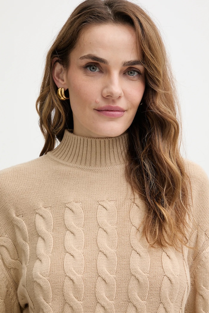 Guess sweter z dodatkiem wełny ELSA beżowy W5BR30.Z1192