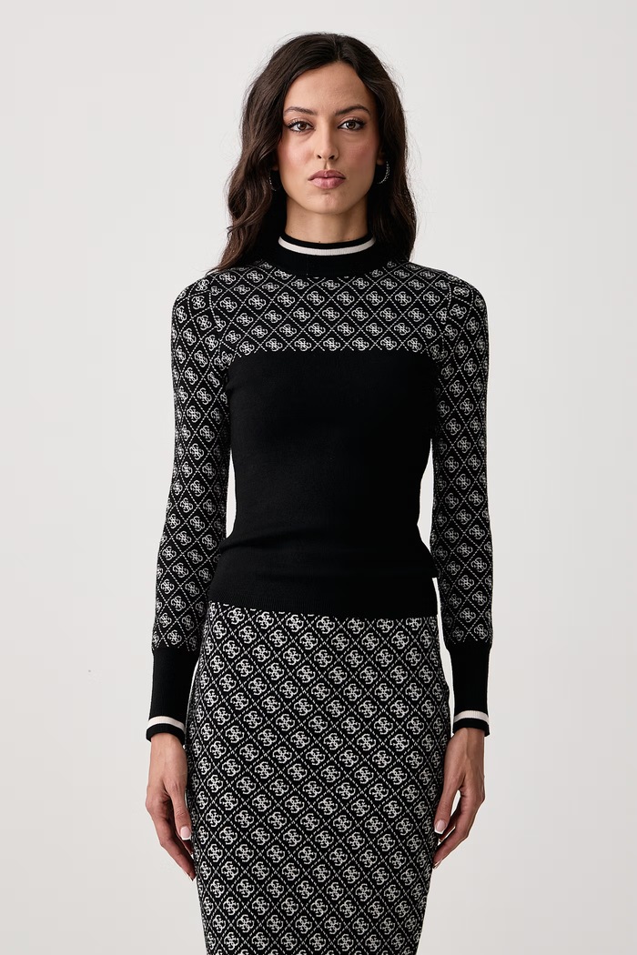 Guess Sweter damski z dodatkiem wełny AUBREY czarny W5BR24.Z3JD2