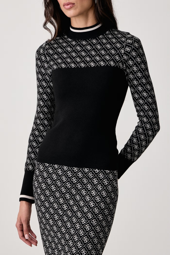 Sweter damski z dodatkiem wełny AUBREY Guess W5BR24.Z3JD2 czarny