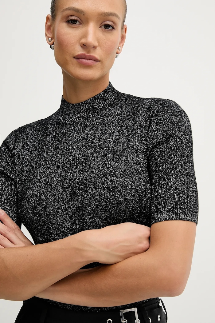 Sisley sweter z dodatkiem wełny czarny 1WH2M2025