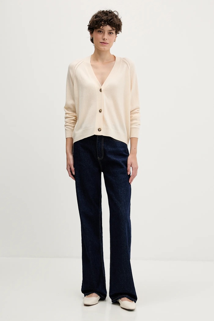 Sisley kardigan z dodatkiem wełny 102HM602Q beżowy AW25
