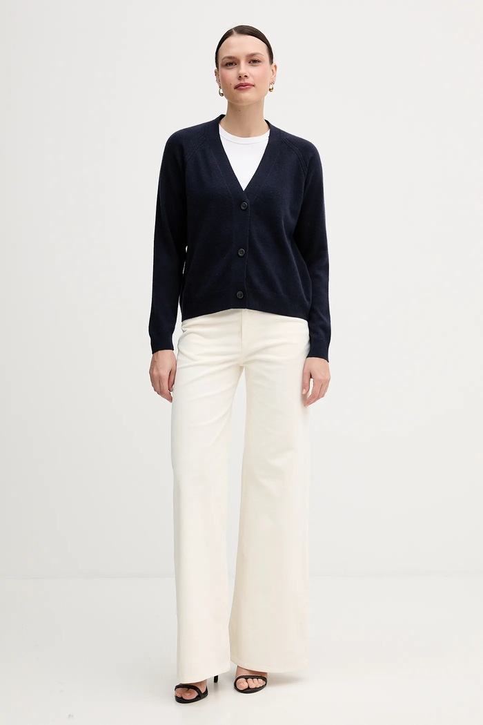 Sisley kardigan z dodatkiem wełny 102HM602Q granatowy AW25