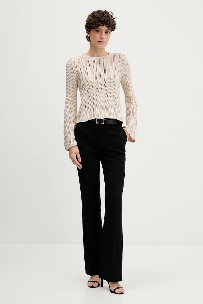 Sisley sweter bawełniany 1494M106O beżowy AW25