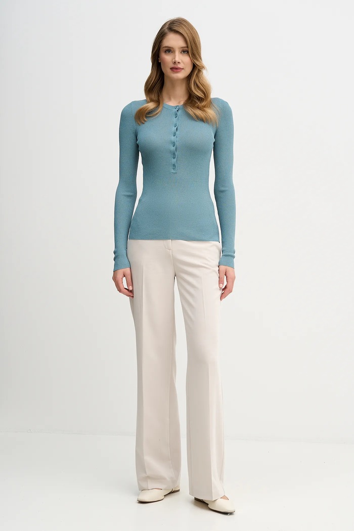 Πουλόβερ Sisley 19EQM2024 τιρκουάζ AW25