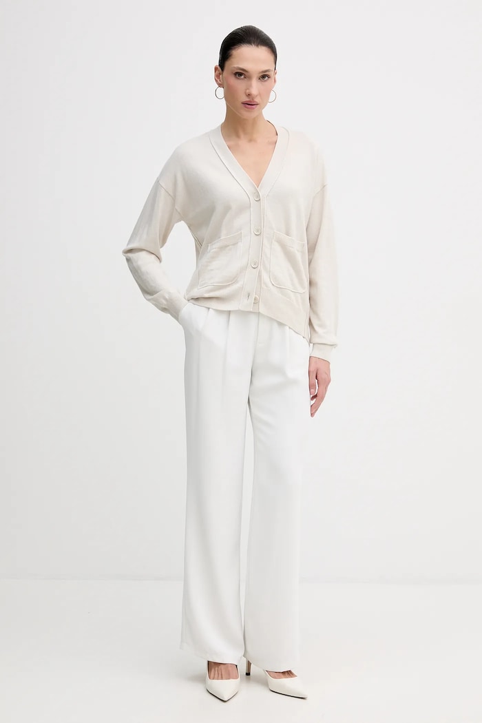 Sisley cardigan din amestec de lână 1KHTM602P bej AW25