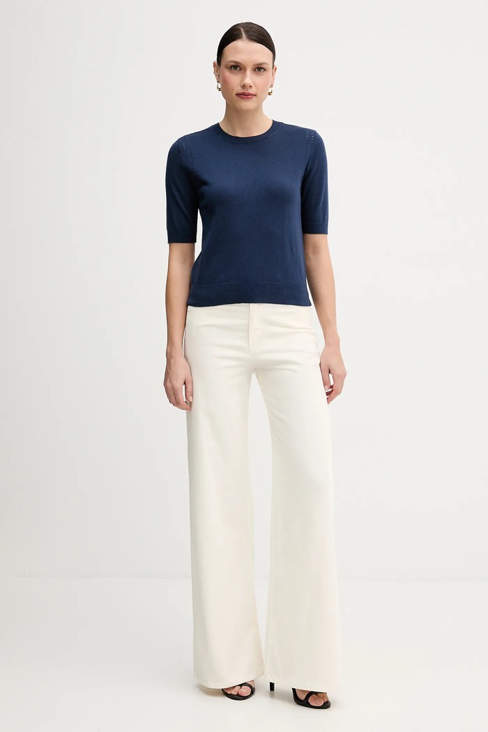 Sisley sweter z dodatkiem wełny 1SBXM106L granatowy AW25