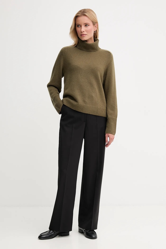 Joop! sweter z dodatkiem wełny 30049417 zielony AW25