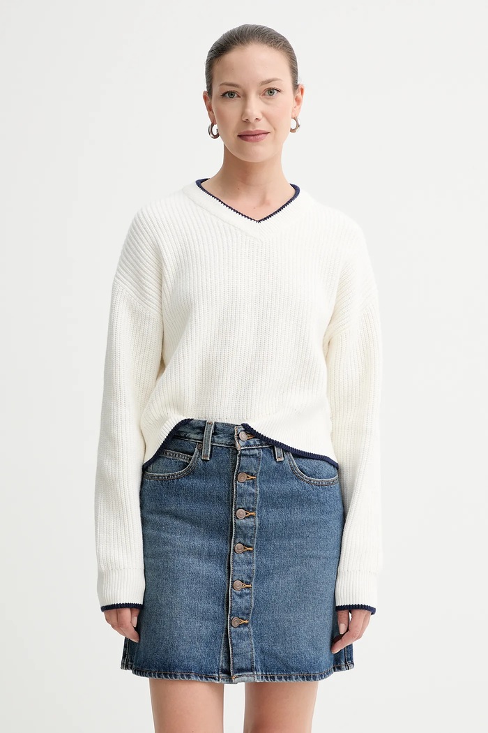 Levi's sweter z domieszką wełny szpic beżowy 0037O