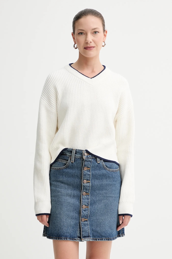 Levi's sweter z domieszką wełny szpic beżowy 0037O