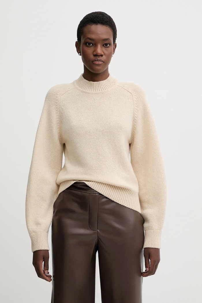 Vlnený sveter Sessun vlna béžová 25109005