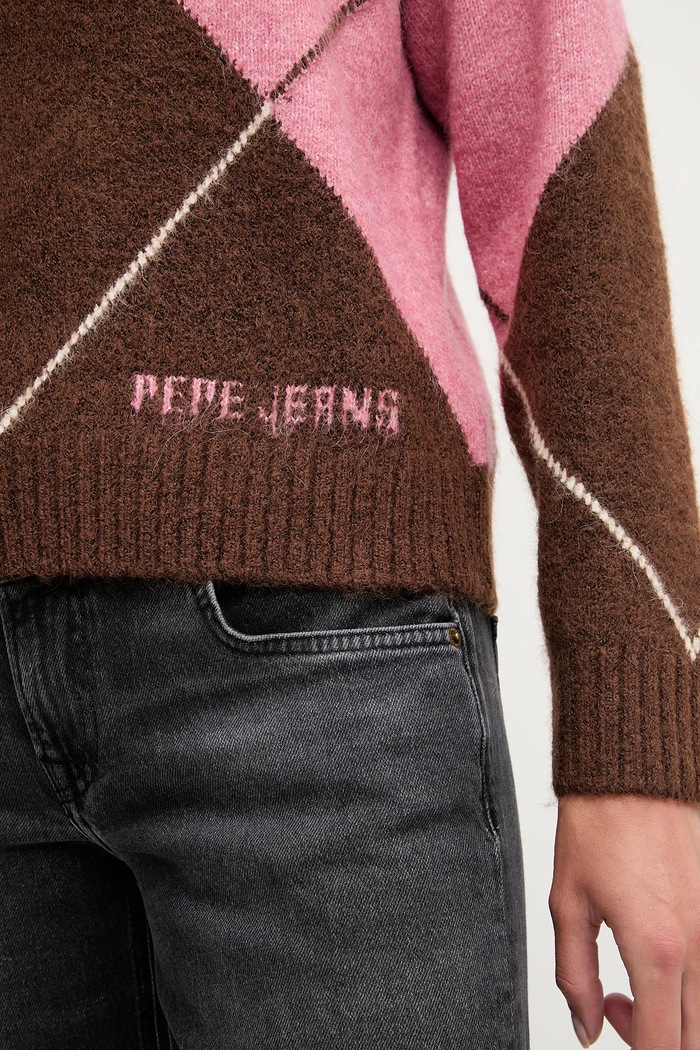 Sveter s prímesou vlny Pepe Jeans PL7000037 hnedá