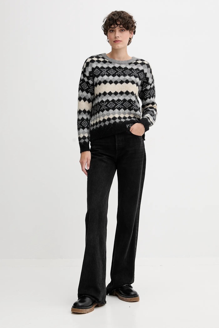 Pepe Jeans pulover din amestec de lână PL7000039 gri AW25