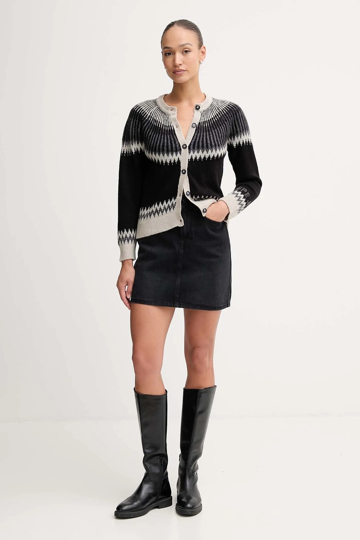 Pepe Jeans cardigan din amestec de lână PL7000048 negru AW25