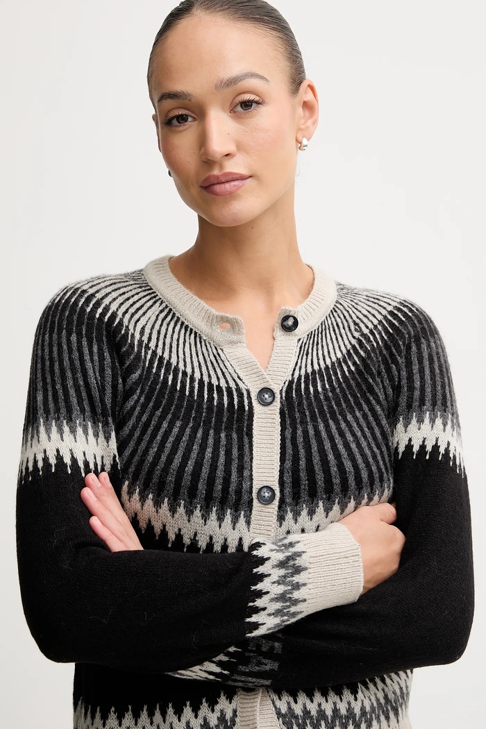 Pepe Jeans cardigan din amestec de lână negru PL7000048
