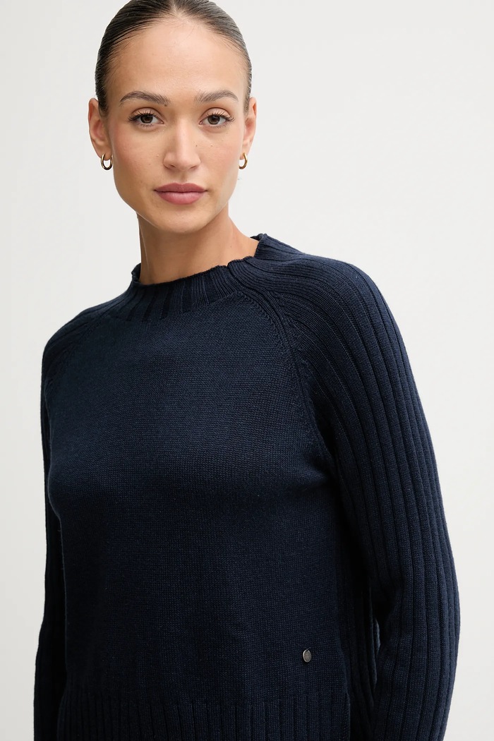 Pepe Jeans pulover din amestec de lână bleumarin PL7000056