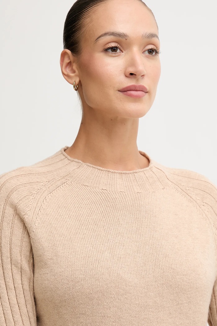Pepe Jeans pulover din amestec de lână bej PL7000056