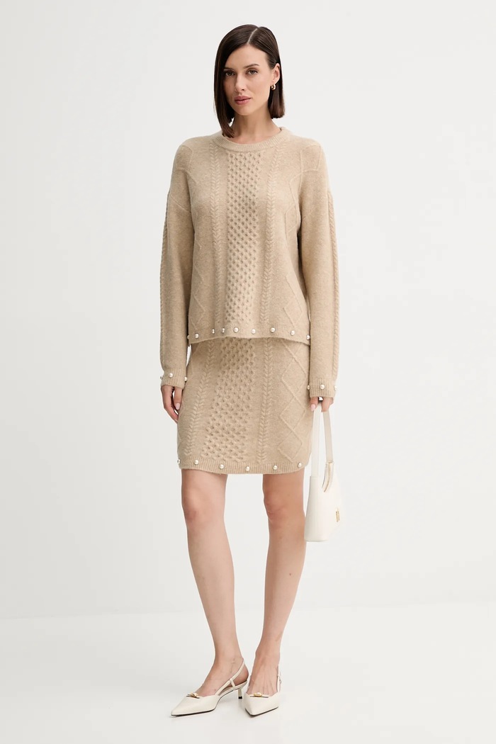 Twinset pulover din amestec de lână 252AP3043 bej AW25