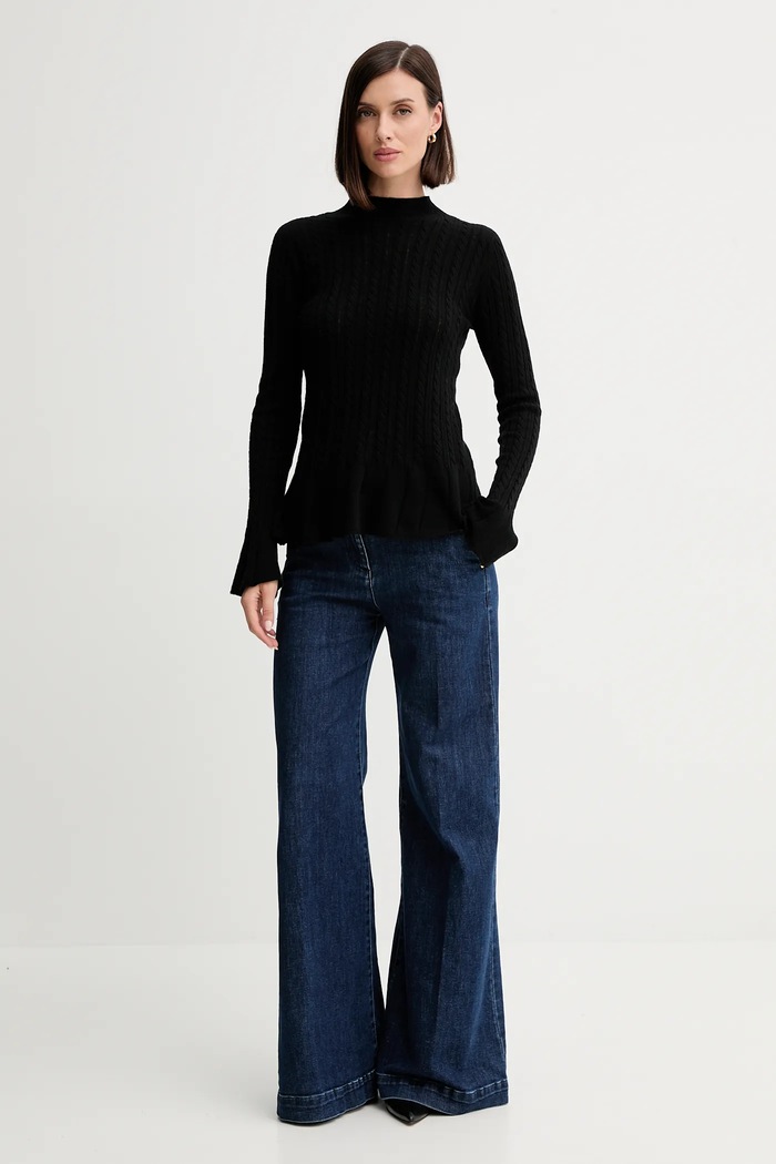Twinset pulover de lână 252TP3321 negru AW25